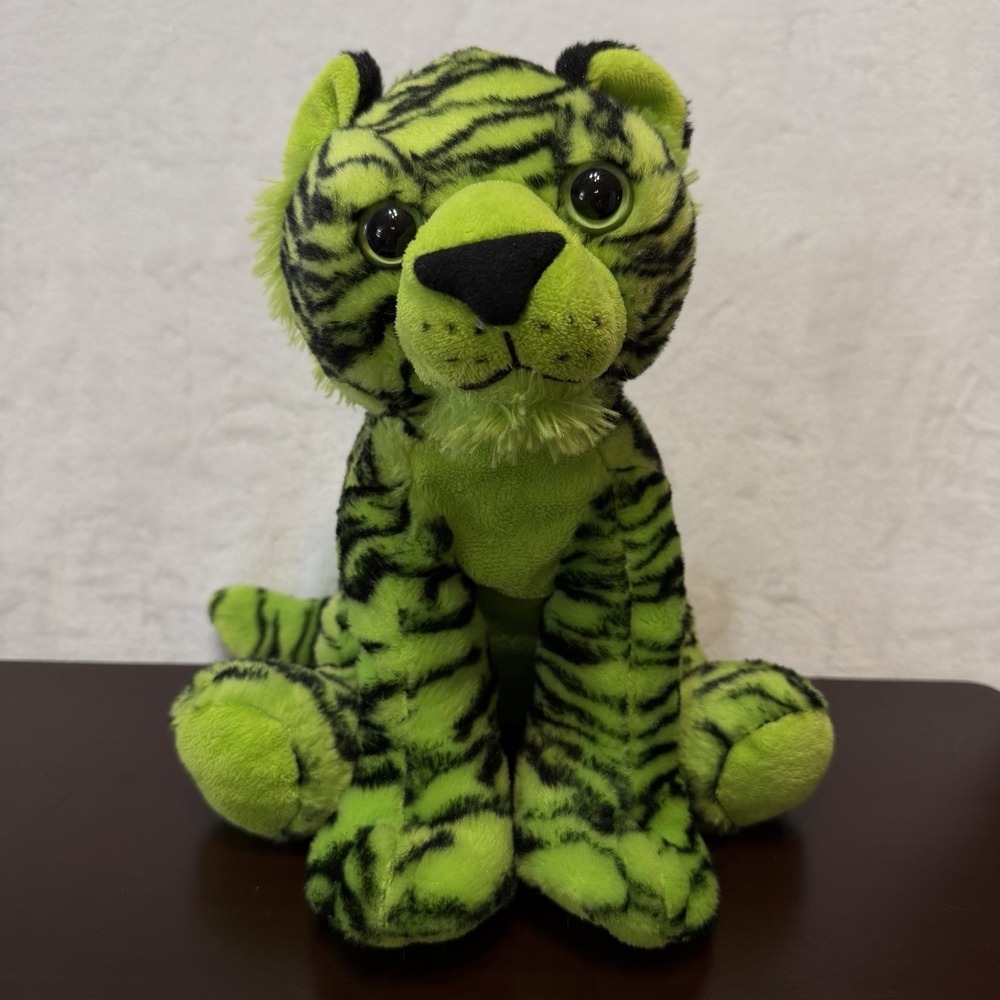 Neon Green Tiger Plush The Petting Zoo 2013 Stuffed Animal Toy Super Soft